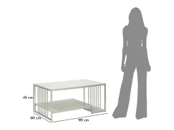 Mesa de Centro VKH790, Prata, 90x45x60 cm, Kendra Home^ Mesa De Centro