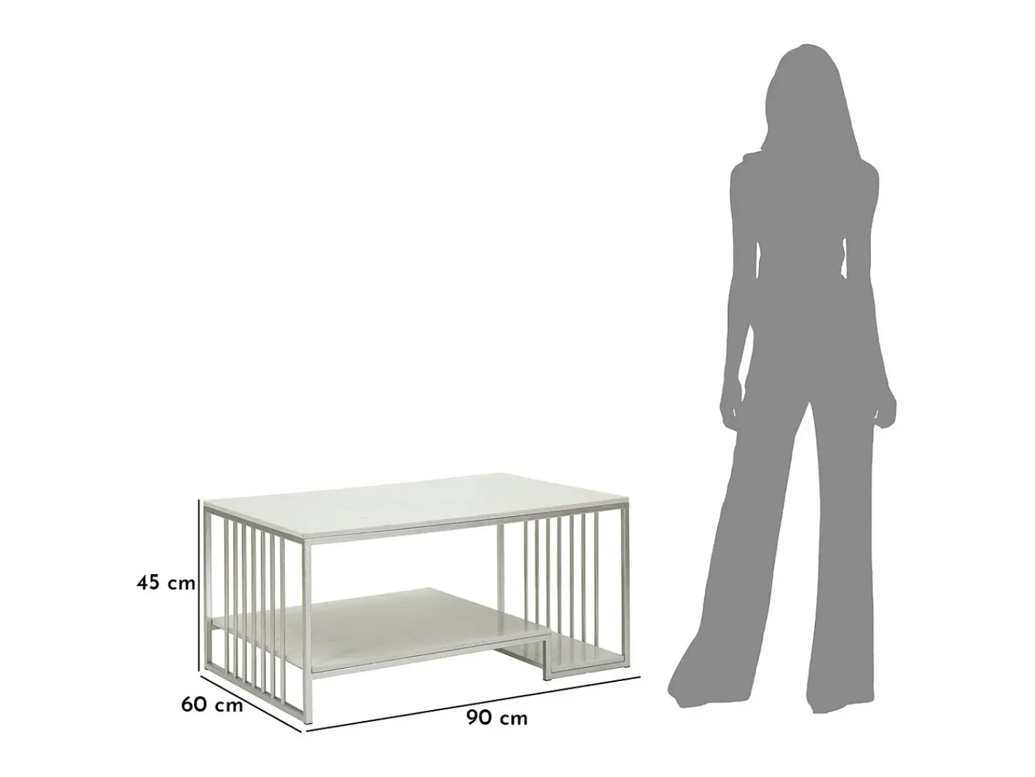 Mesa de Centro VKH790, Prata, 90x45x60 cm, Kendra Home^ Mesa De Centro