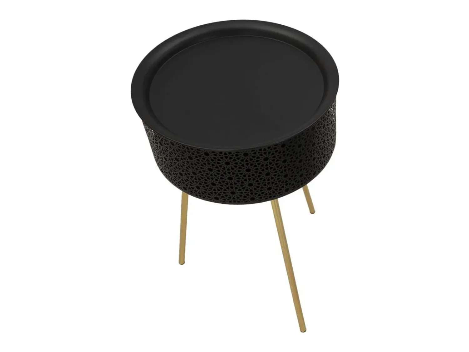 New Mesa de Centro VKH521, Preto, 40x40x65 cm, Kendra Home Dourado