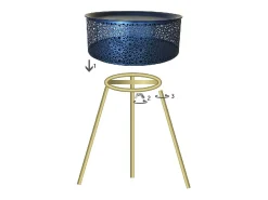 New Mesa de Centro VKH521, Preto, 40x40x65 cm, Kendra Home Dourado
