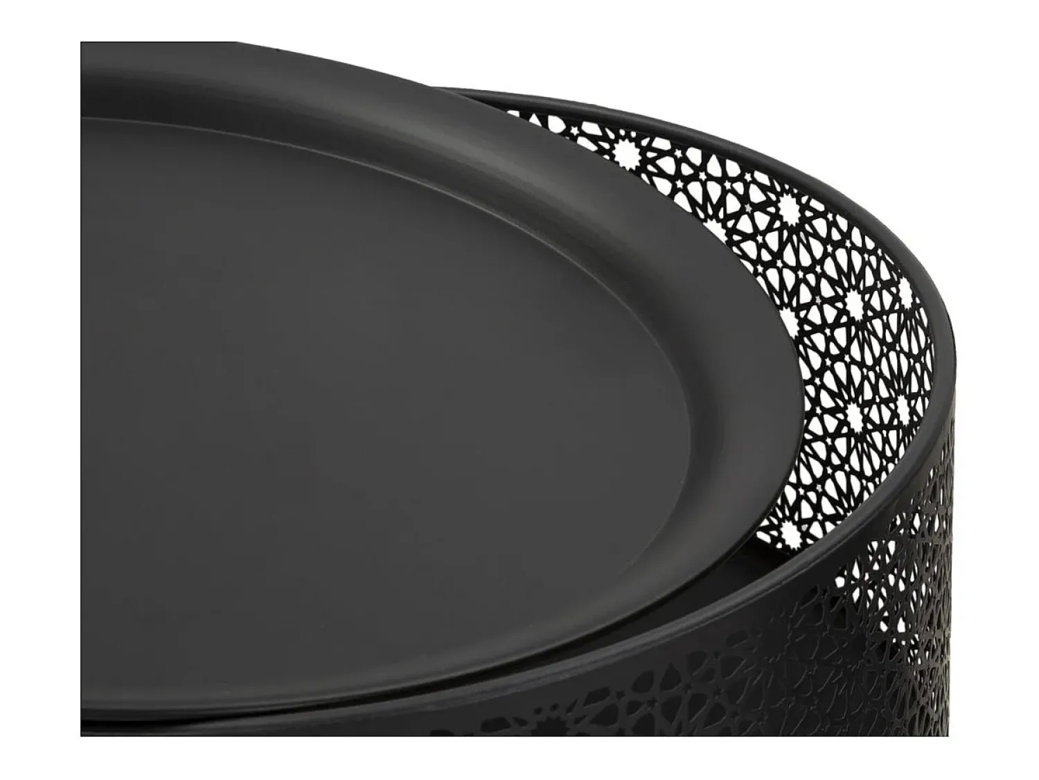 New Mesa de Centro VKH521, Preto, 40x40x65 cm, Kendra Home Dourado