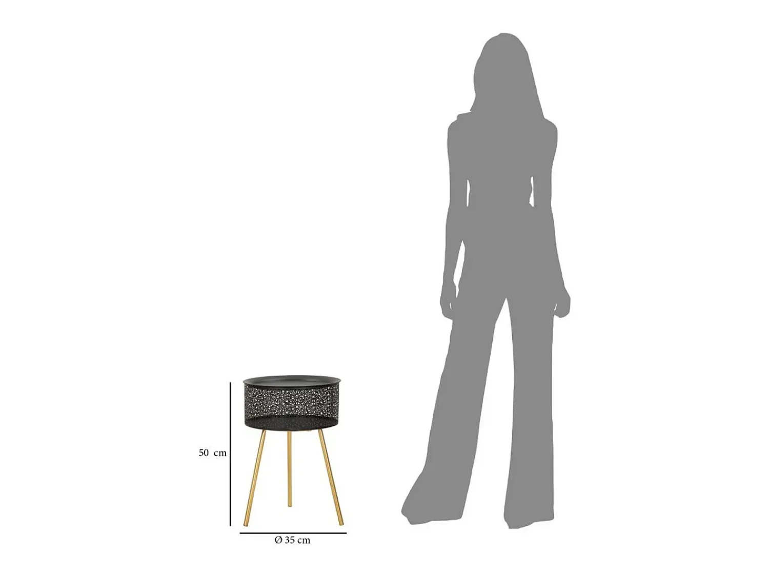 Hot Mesa de Centro VKH523, Preto, 35x35x50 cm, Kendra Home Dourado