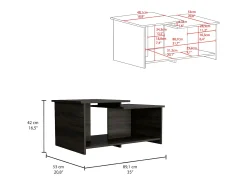 TuHome Mesa de centro Wema em melamina, com arrumação aberta, 41.91 cm X 89 cm X 53 cm , / Prata^ Mesa De Centro