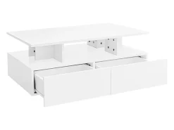 Clearance Hauss Spole Mesa de centro 90x55 cm com LED, gaveta e prateleira, superfície lacada a Branco