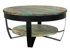 Hot vidaxl Mesa de centro 65x32 cm madeira reciclada maciça Multicor