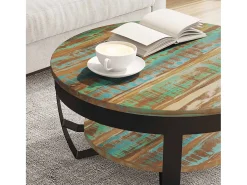 Hot vidaxl Mesa de centro 65x32 cm madeira reciclada maciça Multicor