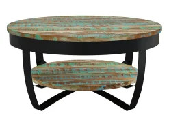 Hot vidaxl Mesa de centro 65x32 cm madeira reciclada maciça Multicor