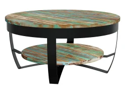 Hot vidaxl Mesa de centro 65x32 cm madeira reciclada maciça Multicor