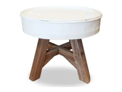 Mesa De Centro| Mesa de centro 60x45 cm madeira recuperada maciça PT203056 Branco