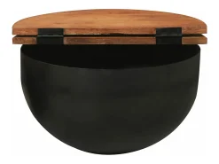 Hot Mesa de centro 50x27 cm madeira recuperada maciça PT675187 Preto