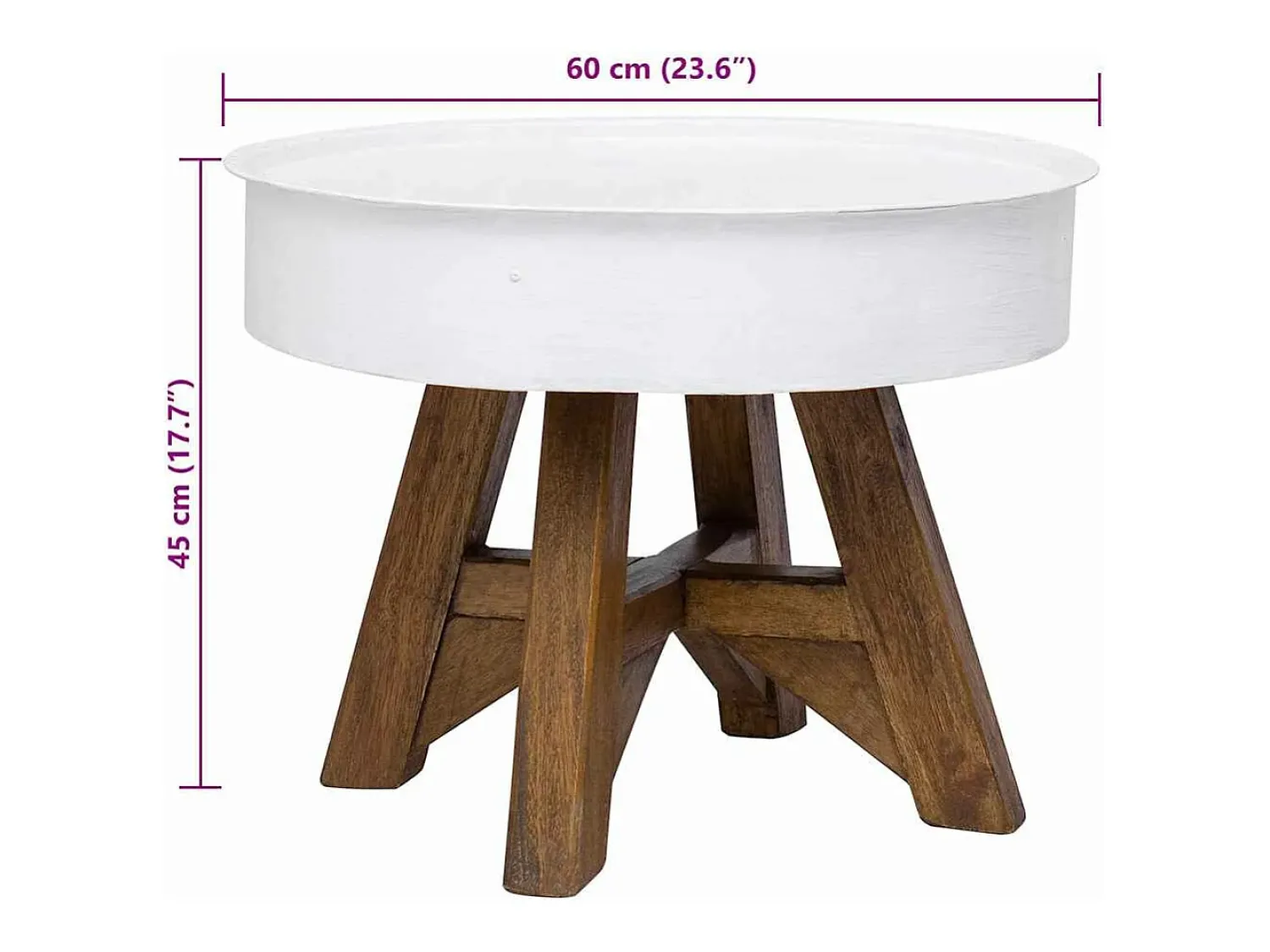 vidaxl Mesa de centro 60x45 cm madeira recuperada maciça^ Mesa De Centro