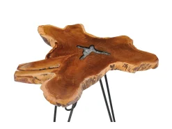 Mesa De Centro* Mesa de centro 70x45 cm madeira de teca maciça e poliresina PT537986 Multicor
