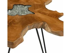 Mesa De Centro|vidaxl Mesa de centro 70x45 cm madeira de teca maciça e poliresina Multicor