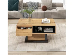 Mesa De Centro|Hauss Spole Mesa de centro 100x60cm com gaveta, madeira natural clara Natural claro