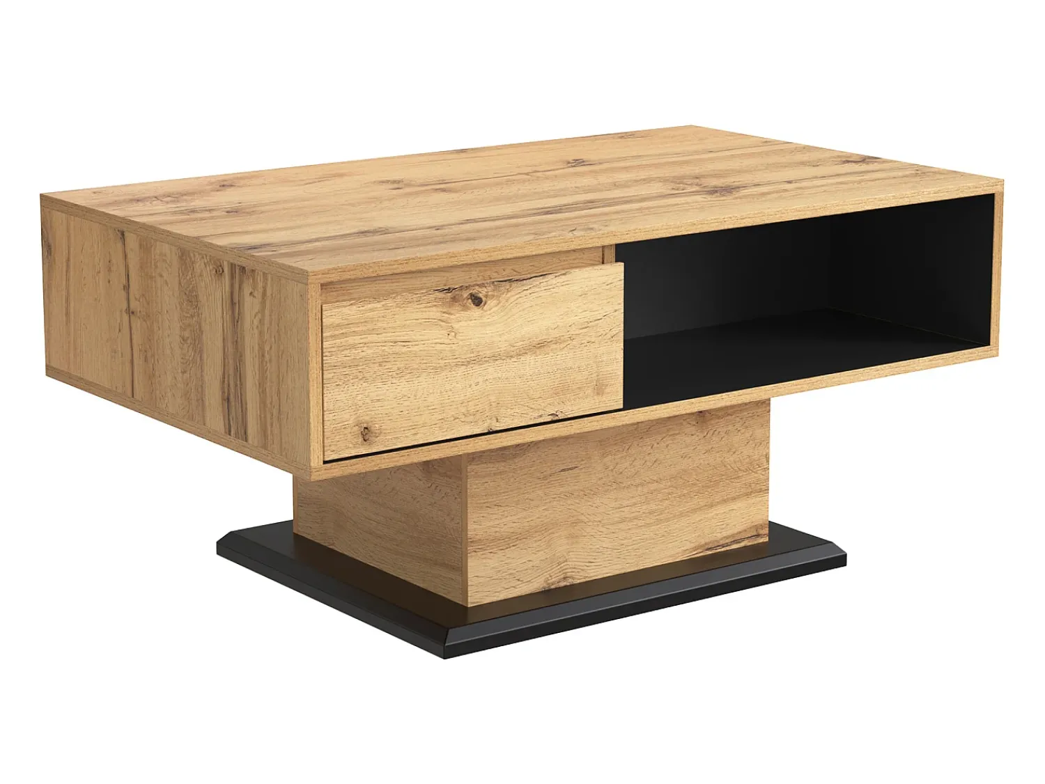 Mesa De Centro|Hauss Spole Mesa de centro 100x60cm com gaveta, madeira natural clara Natural claro