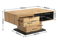 Mesa De Centro|Hauss Spole Mesa de centro 100x60cm com gaveta, madeira natural clara Natural claro