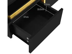 Mesa De Centro* Mesa de centro 70x70cmx35,5, mesa quadrada alto brilho com gavetas e detalhes dourados, preta Preto