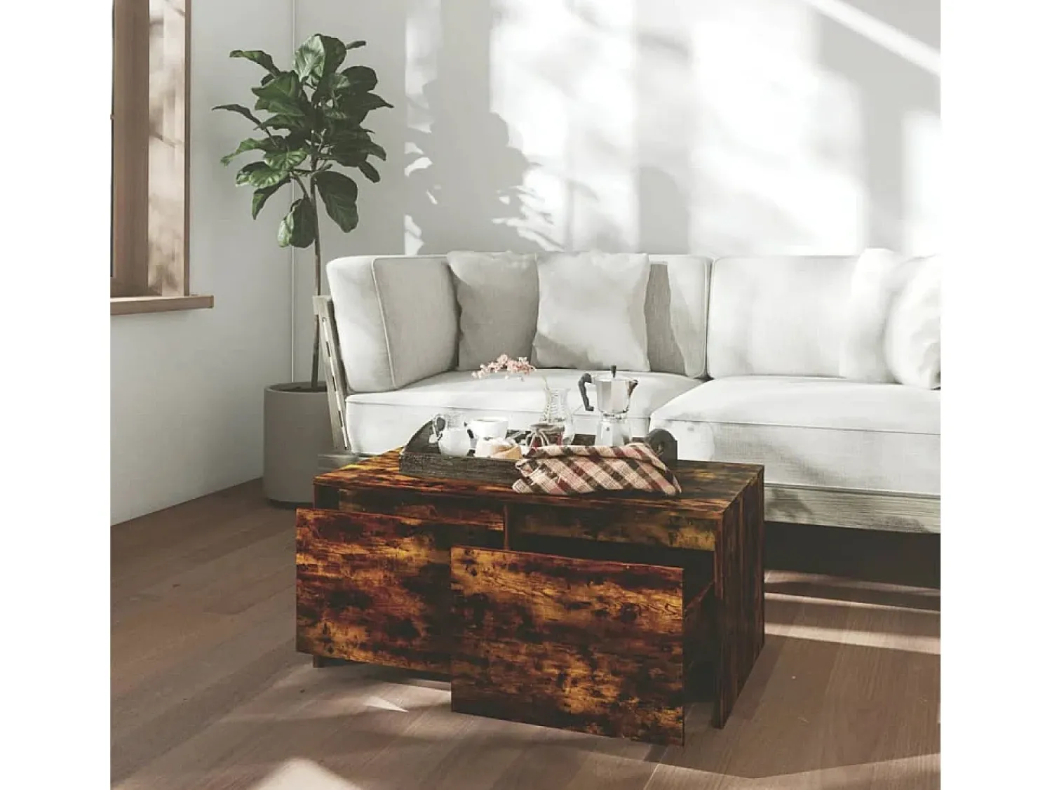 Mesa De Centro* Mesa de centro 90x50x41,5 aglomerado cor carvalho fumado PT135420 Castanho