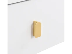 Mesa De Centro|ModernLuxe Mesa de centro 108x50x40 cm - com 2 gavetas - puxadores e pés dourados - Branco