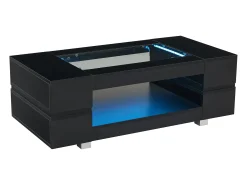 Mesa De Centro*ModernLuxe Mesa de centro 100x50x35 cm - com iluminação LED - amplo armazenamento - Preto