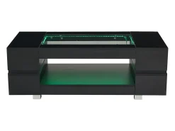 Mesa De Centro*ModernLuxe Mesa de centro 100x50x35 cm - com iluminação LED - amplo armazenamento - Preto