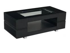 Mesa De Centro*ModernLuxe Mesa de centro 100x50x35 cm - com iluminação LED - amplo armazenamento - Preto