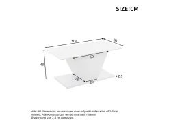 Mesa De Centro|ModernLuxe Mesa de centro 100x50x46 cm - com iluminação LED - acabamento brilhante - painel de partículas - Branco