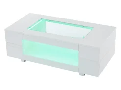 Mesa De Centro*ModernLuxe Mesa de centro 100x50x35 cm - com iluminação LED - amplo armazenamento - Branco