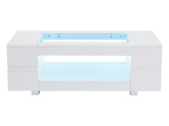 Mesa De Centro*ModernLuxe Mesa de centro 100x50x35 cm - com iluminação LED - amplo armazenamento - Branco