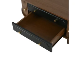 Mesa De Centro*ModernLuxe Mesa de centro 100x50x36 cm - con 2 gavetas e 2 portas de correr - Marrom + preto Castanho