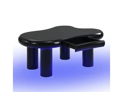 Mesa De Centro*ModernLuxe Mesa de centro 98x65.5x40 cm - forma de nuvem - 1 gaveta - com iluminação LED - Preto