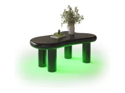 Mesa De Centro*ModernLuxe Mesa de centro 98x65.5x40 cm - forma de nuvem - 1 gaveta - com iluminação LED - Preto