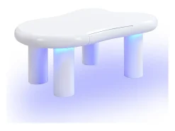 ModernLuxe Mesa de centro 98x65.5x40 cm - forma de nuvem - 1 gaveta - com iluminação LED -^ Mesa De Centro