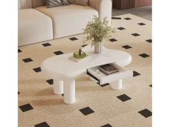 ModernLuxe Mesa de centro 98x65.5x40 cm - forma de nuvem - 1 gaveta - com iluminação LED -^ Mesa De Centro
