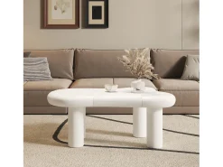 ModernLuxe Mesa de centro 98x65.5x40 cm - forma de nuvem - 1 gaveta - com iluminação LED -^ Mesa De Centro