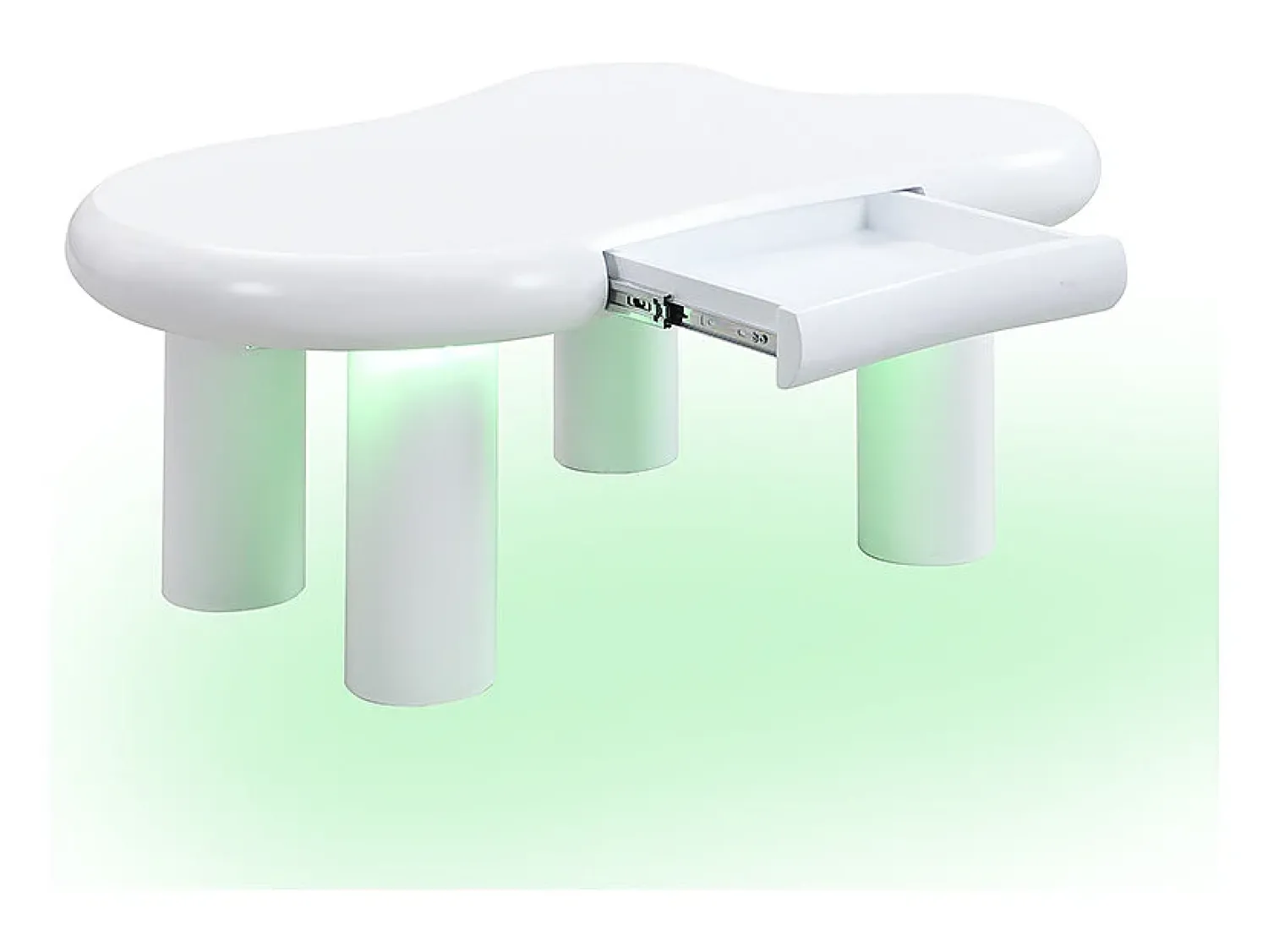 ModernLuxe Mesa de centro 98x65.5x40 cm - forma de nuvem - 1 gaveta - com iluminação LED -^ Mesa De Centro
