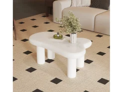 ModernLuxe Mesa de centro 98x65.5x40 cm - forma de nuvem - 1 gaveta - com iluminação LED -^ Mesa De Centro