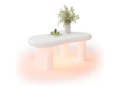 ModernLuxe Mesa de centro 98x65.5x40 cm - forma de nuvem - 1 gaveta - com iluminação LED -^ Mesa De Centro