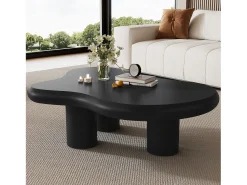 Discount ModernLuxe Mesa de centro 97x67x32 cm - Forma de nuvem - Acabamento laqueado - MDF - Preto