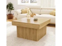 Sale ModernLuxe Mesa de centro 79x79x46 cm - tampo quadrado - aspecto madeira - MDF + painéis de partículas - Natural Natural claro