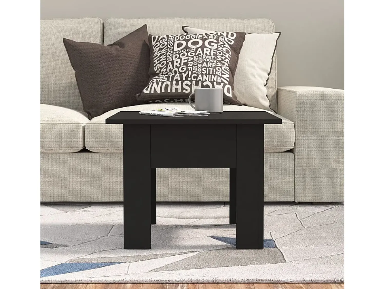 Mesa De Apoio| Mesa de centro 55x55x42 cm aglomerado PT747877 Preto