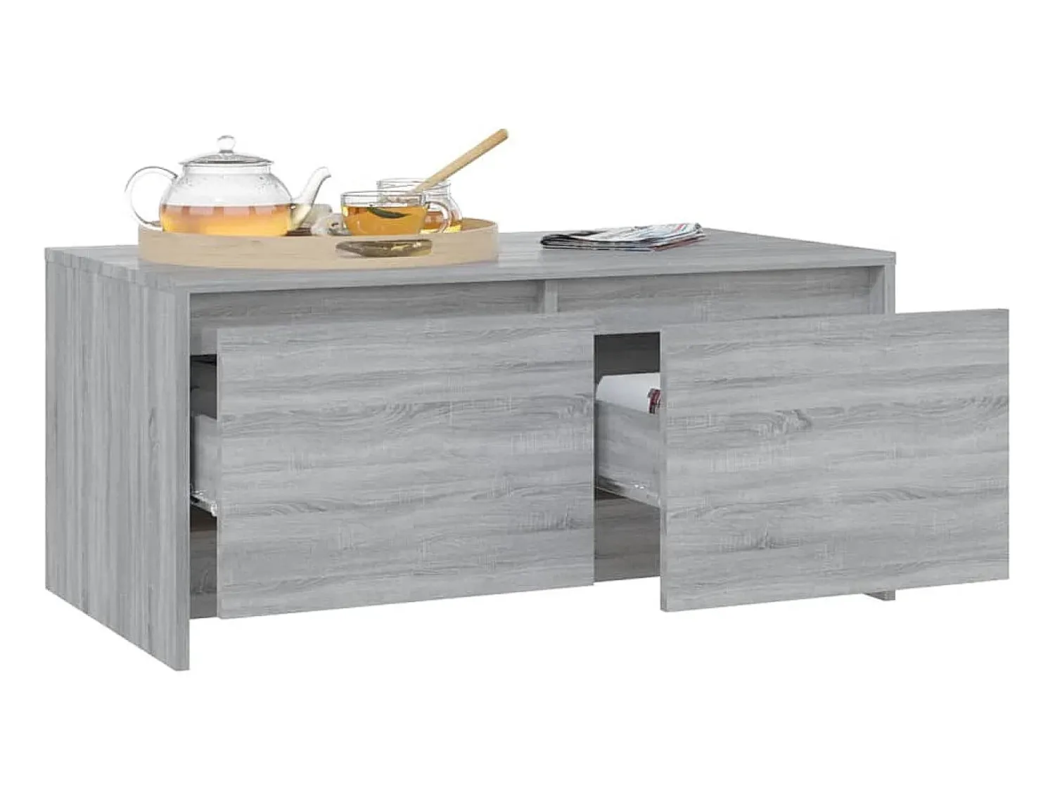 Mesa De Centro| Mesa de centro 90x50x41,5 cm aglomerado cor sonoma PT809255 Cinzento