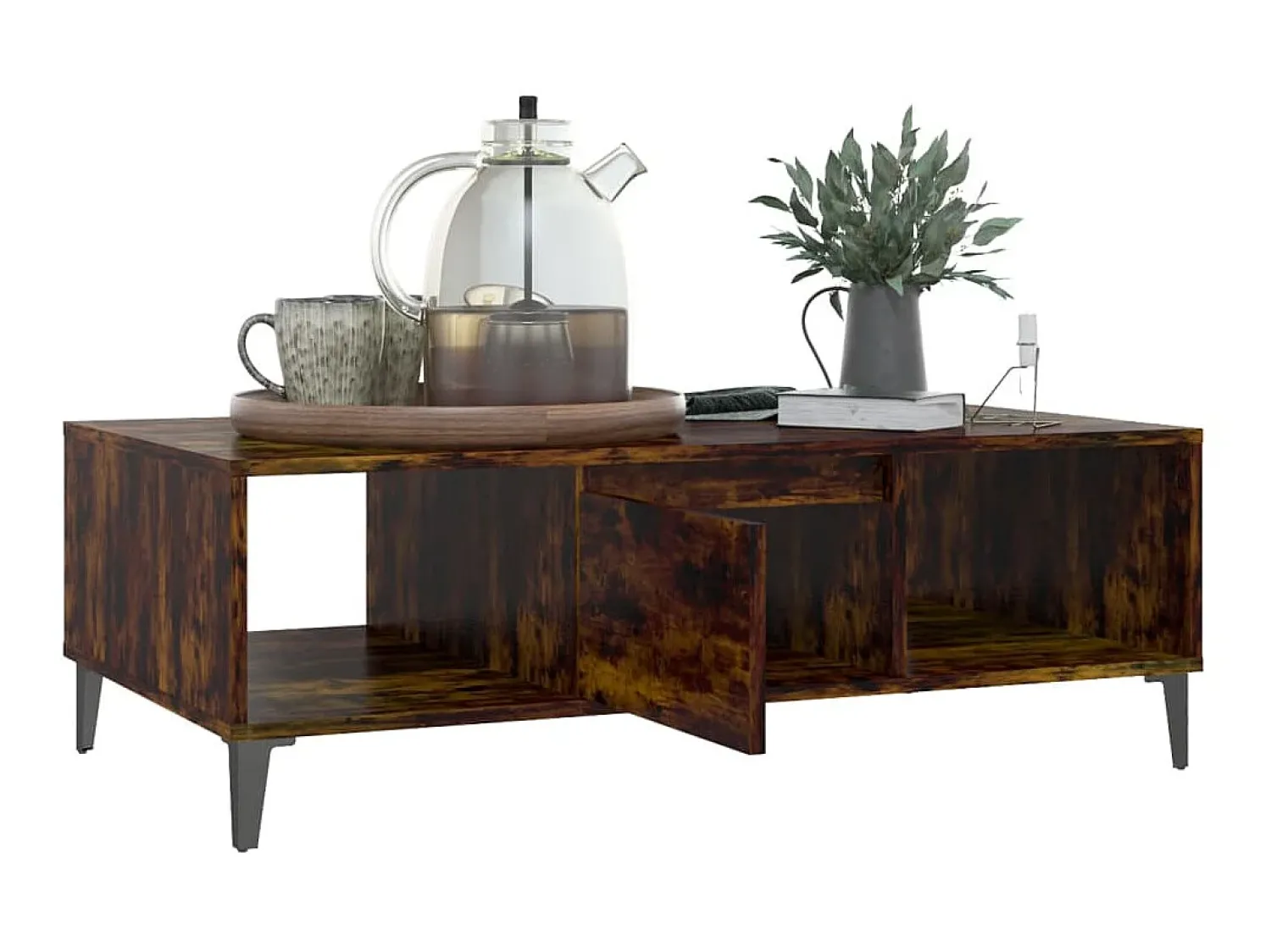 Mesa de centro 103,5x60x35 cm aglomerado carvalho fumado PT668511^ Mesa De Centro