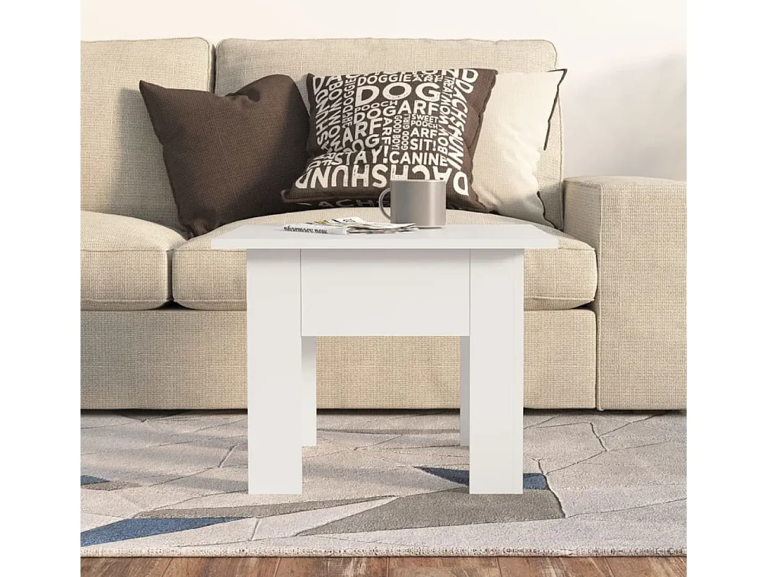 Mesa De Apoio| Mesa de centro 55x55x42 cm aglomerado PT395264 Branco
