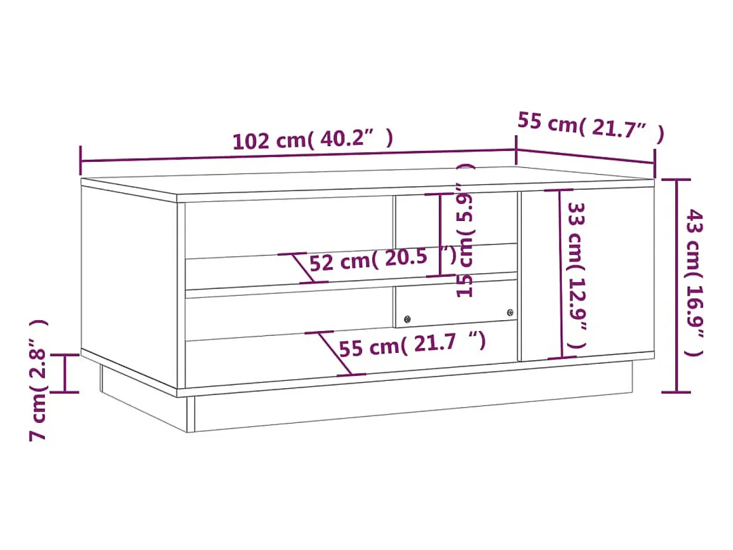 vidaxl Mesa de centro 102x55x43 cm aglomerado^ Mesa De Centro
