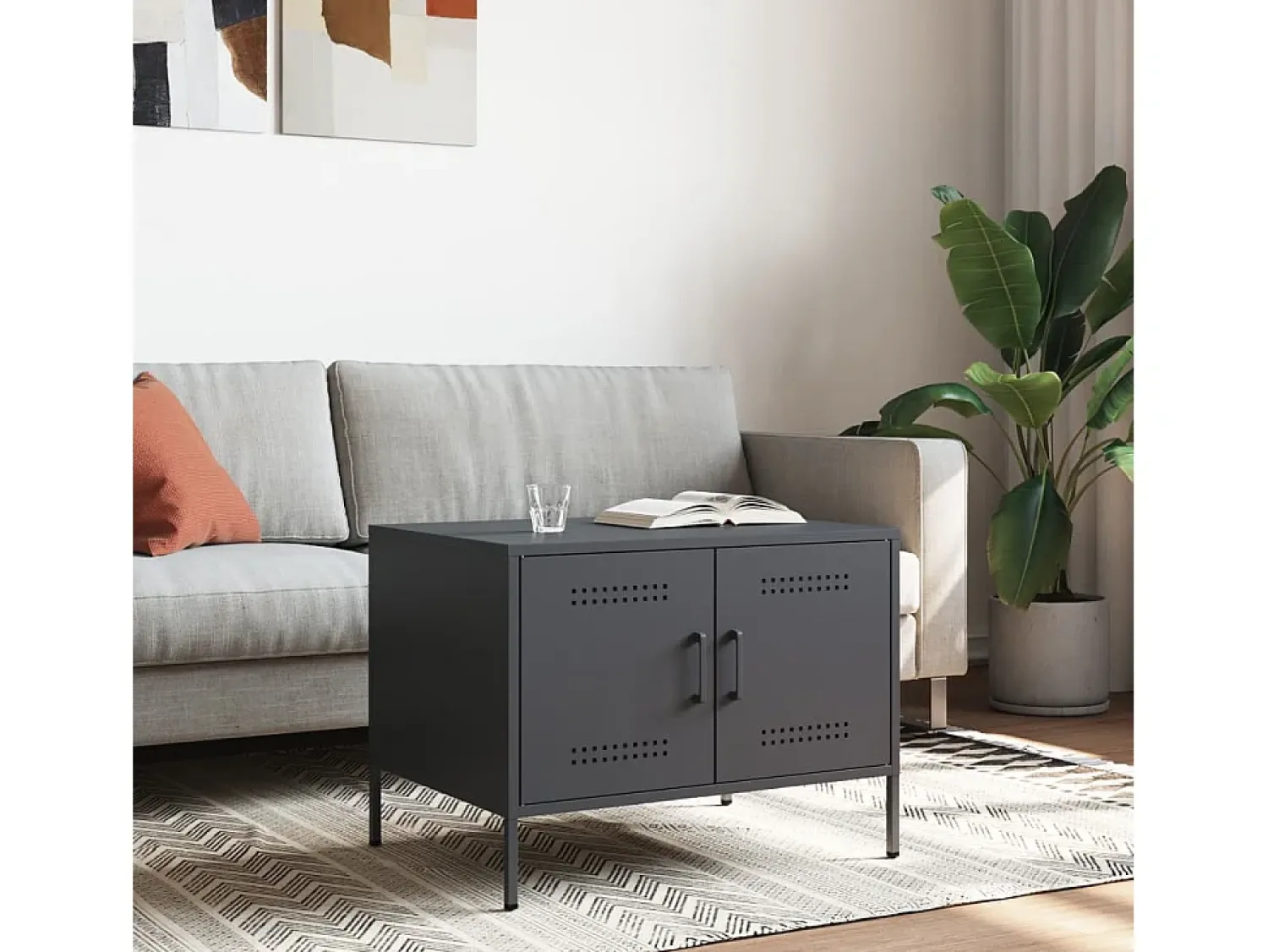 vidaxl Mesa de centro 68x50x50,5 cm aço antracite^ Mesa De Centro