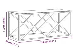 vidaxl Mesa de centro 110x45x45 cm aço inoxidável e vidro^ Mesa De Centro