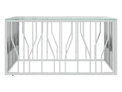 Mesa De Centro|vidaxl Mesa de centro 100x100x50 cm aço inoxidável e vidro Prateado
