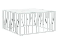 Mesa De Centro*vidaxl Mesa de centro 100x100x50 cm aço inoxidável e vidro Prateado