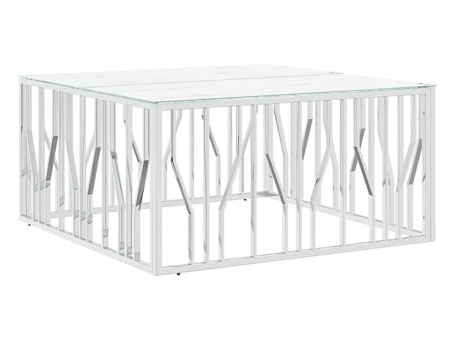 Mesa De Centro*vidaxl Mesa de centro 100x100x50 cm aço inoxidável e vidro Prateado